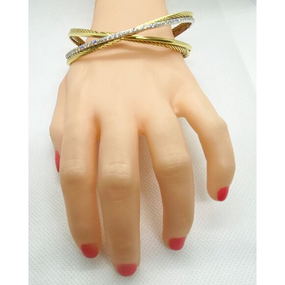 David Yurman 18K 750 Crossover Diamond Cuff Bracelet 7.5" - Picture 12 of 16